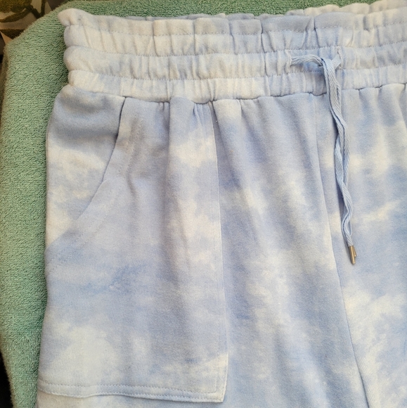 Zac & Rachel blue white super soft wide leg draw string Lounge pant Large - Picture 2 of 7